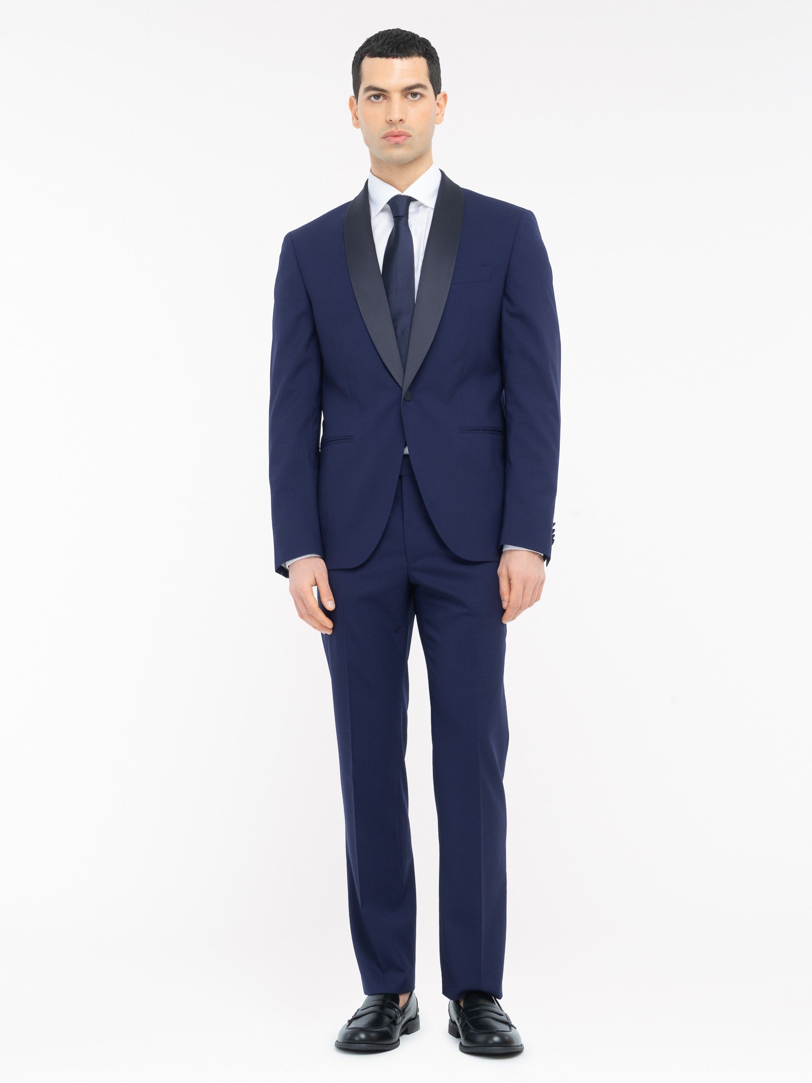 Abito slim fresco di lana stretch 44 / BLU