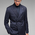 Abito doppiopetto saglia di lana stretch 44 / BLU