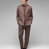 Abito doppiopetto twill lana vergine super 110`s 44 / MARRONE