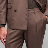 Abito doppiopetto twill lana vergine super 110`s 44 / MARRONE