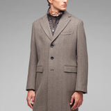 Cappotto pettorina chevron misto lana cashmere 44 / MARRONE
