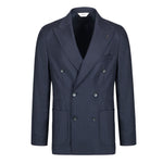 Giacca doppiopetto flanella di lana stretch 44 / BLU