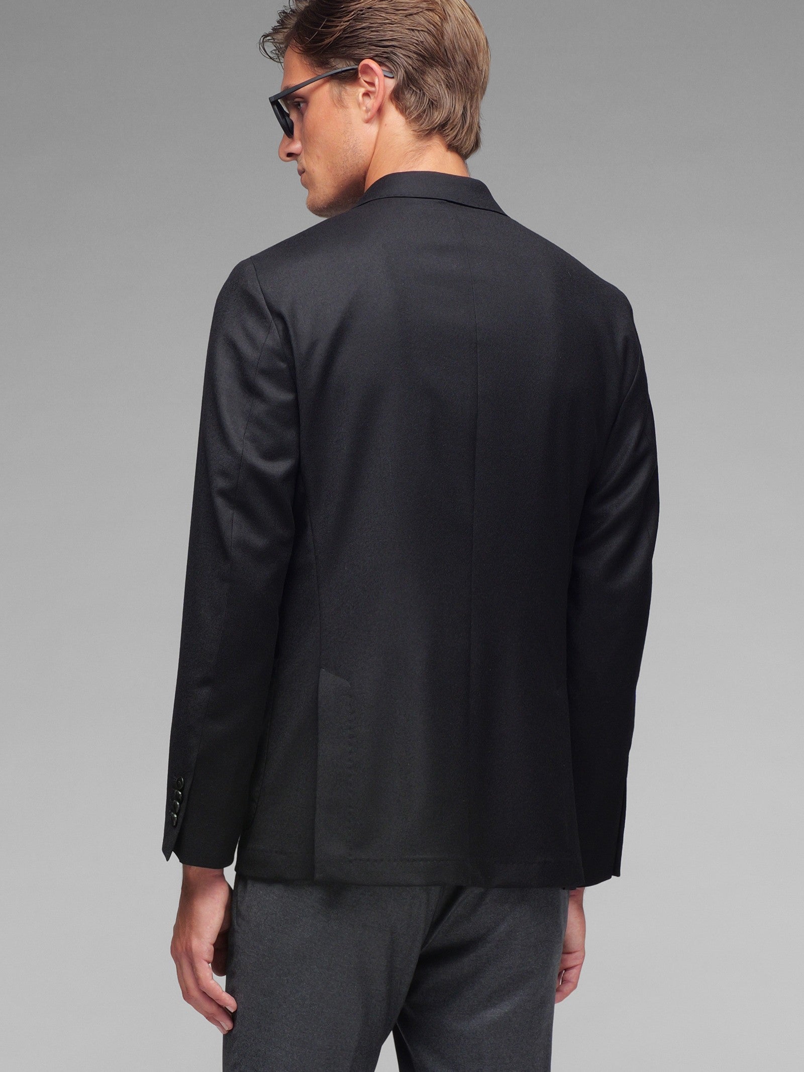 Giacca doppiopetto flanella di lana stretch 44 / NERO
