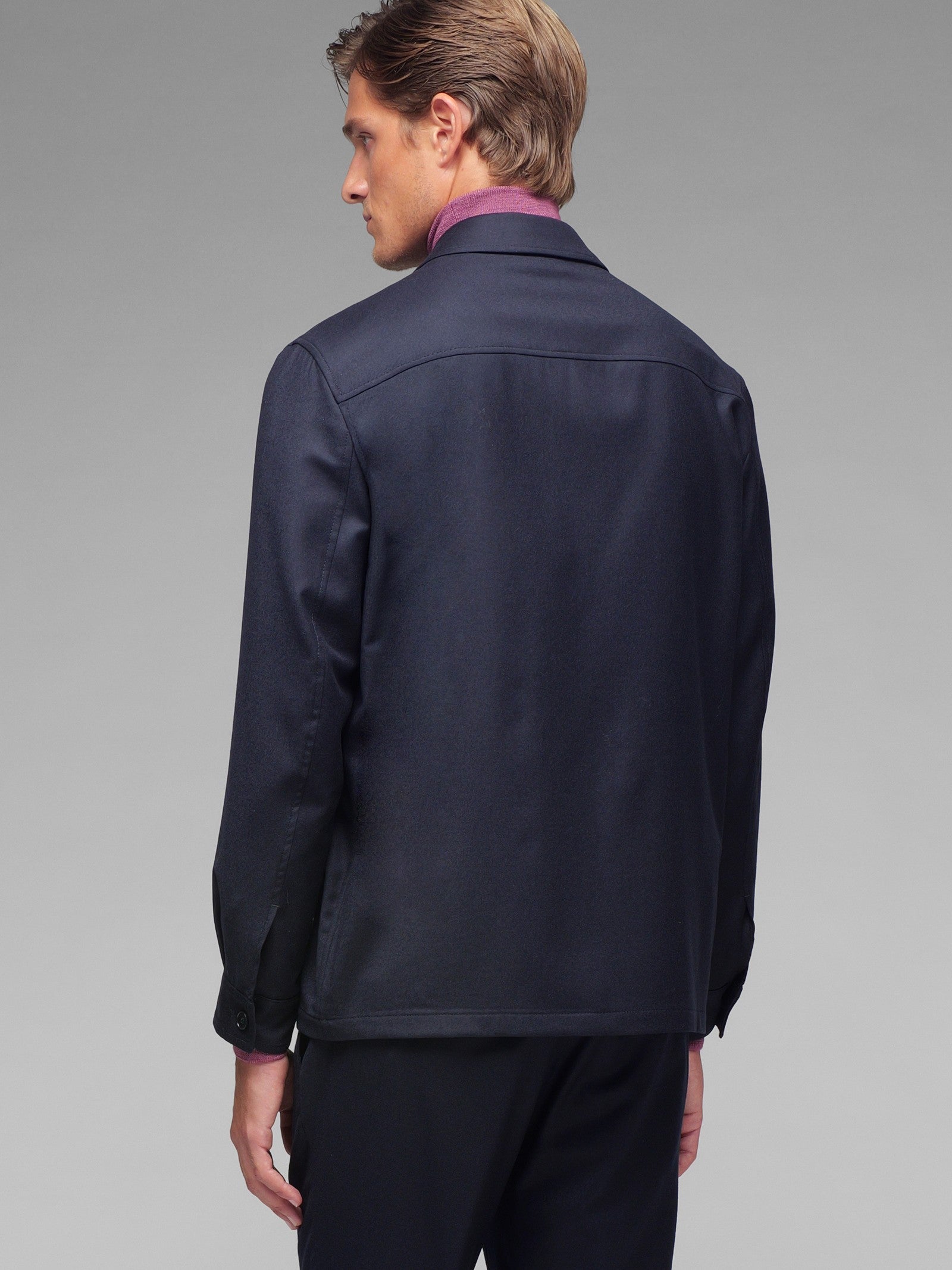 Overshirt in flanella di lana stretch 44 / BLU