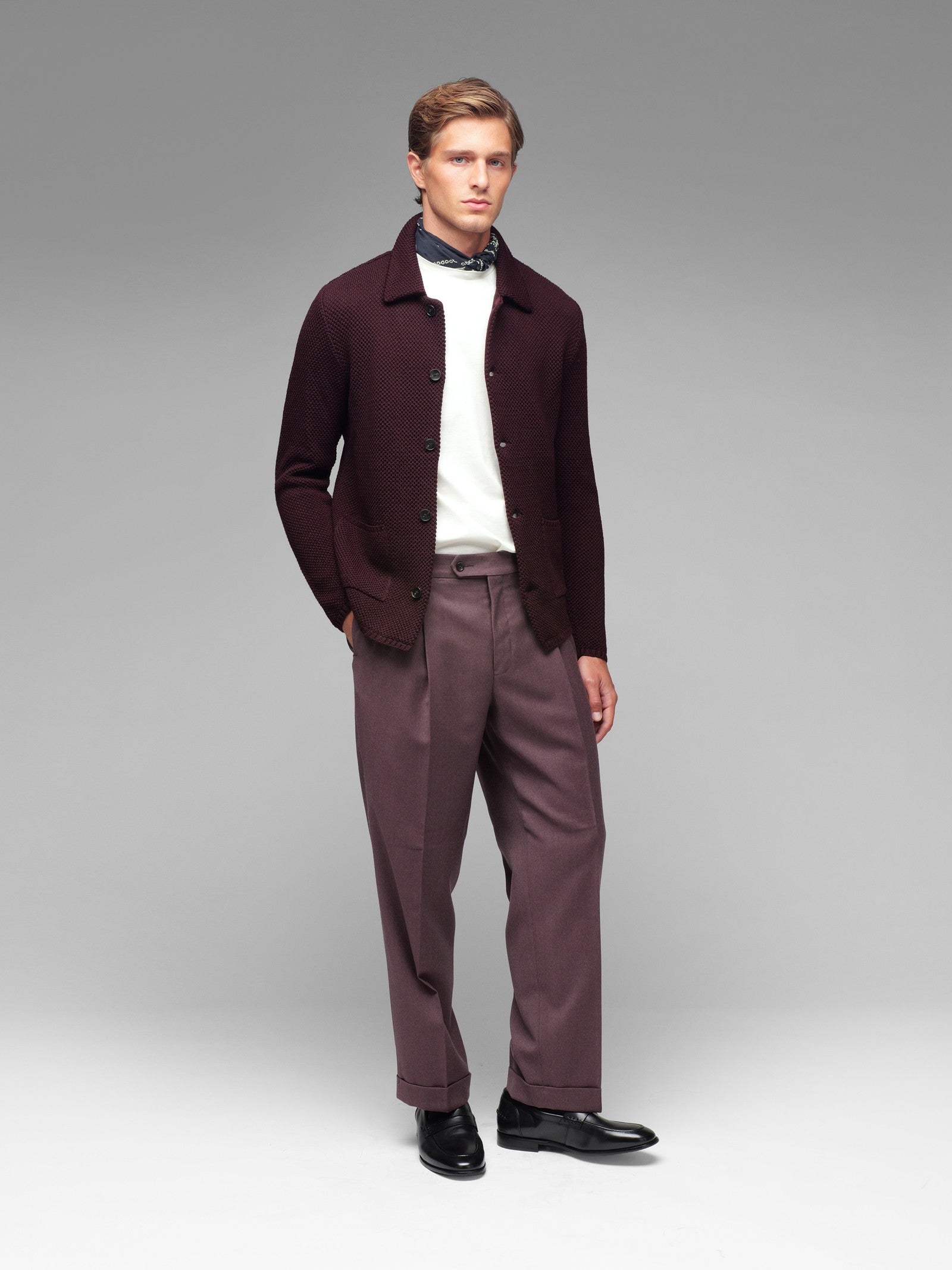 Overshirt punto piquet misto lana 44 / ROSSO