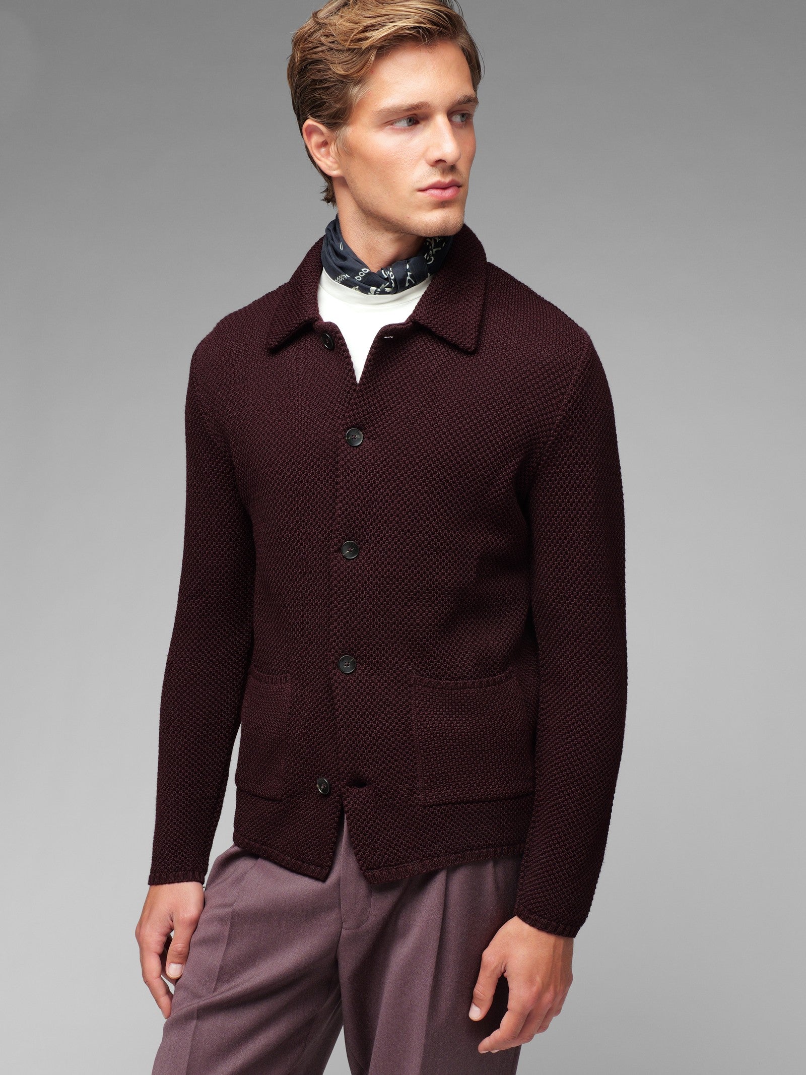Overshirt punto piquet misto lana 44 / ROSSO