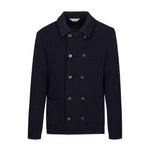 Giaccone doppiopetto in maglia misto lana 44 / BLU