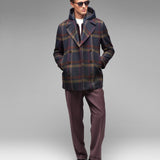 Peacoat con pettorina overcheck misto lana 44 / BLU