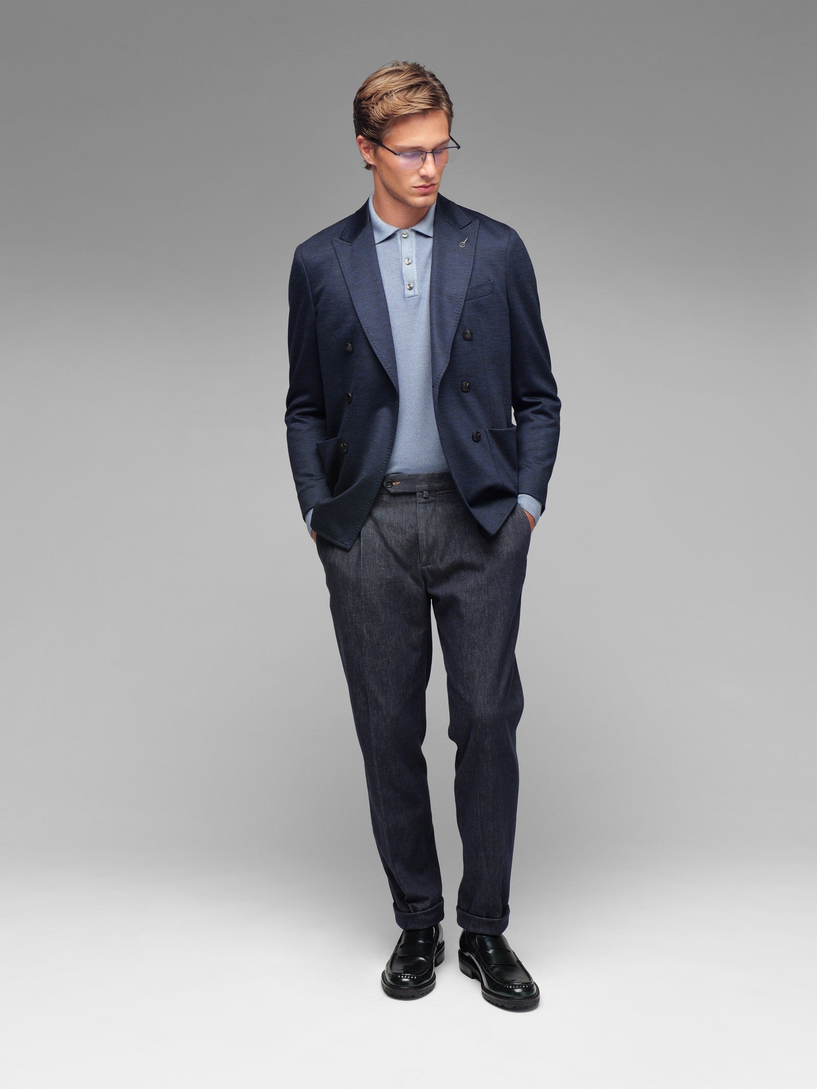 Pantalone pinces denim stretch 44 / BLU