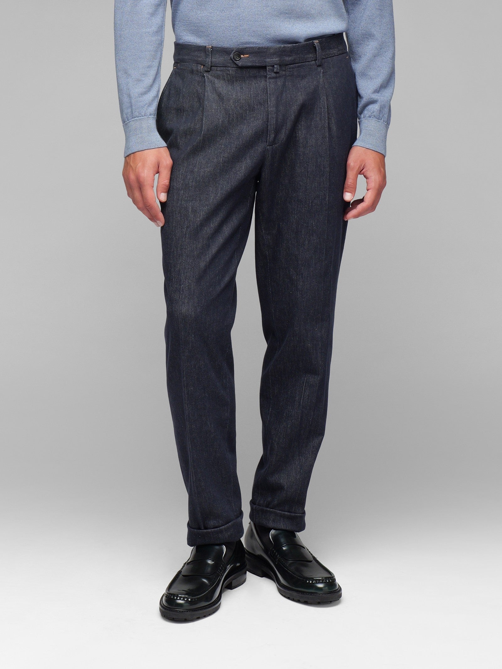 Pantalone pinces denim stretch 44 / BLU