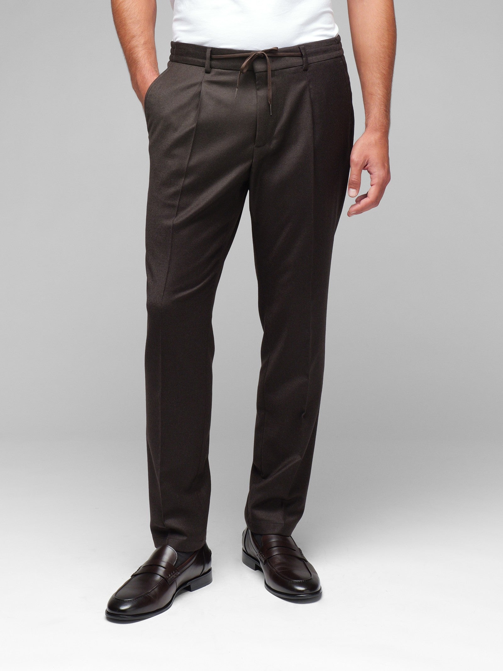 Pantalone jogging flanella di lana stretch 44 / MARRONE