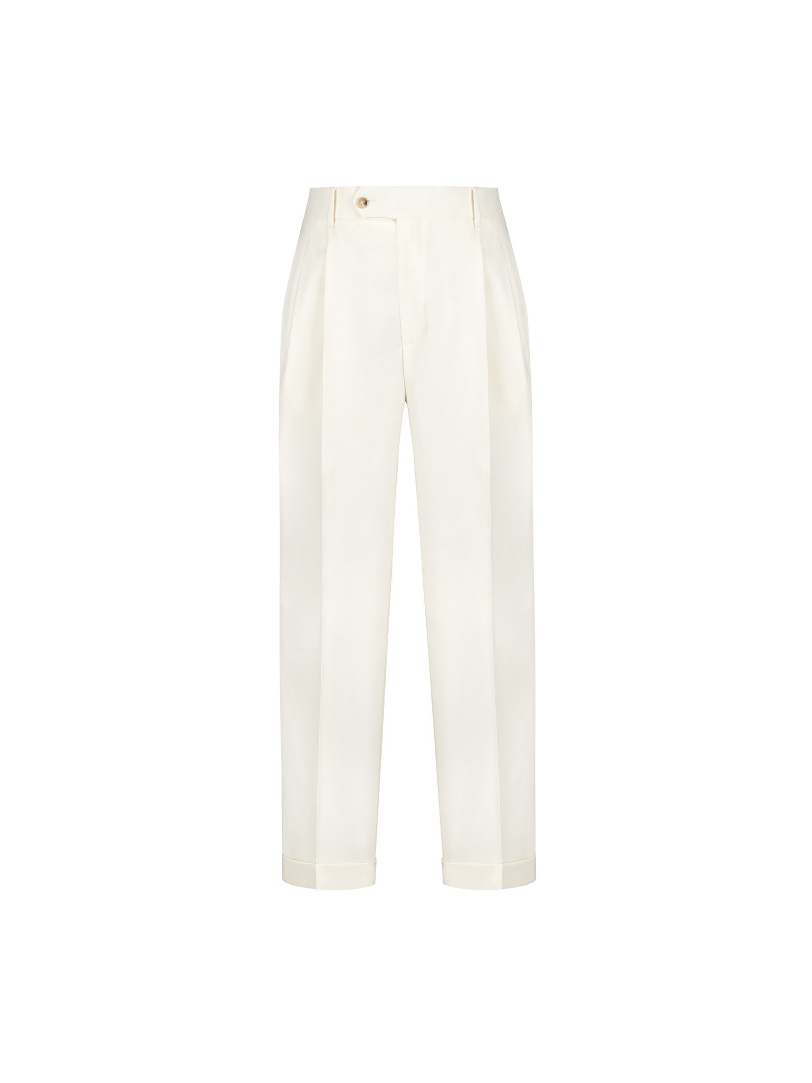 Pantalone doppia pinces flanella di lana stretch 44 / BIANCO