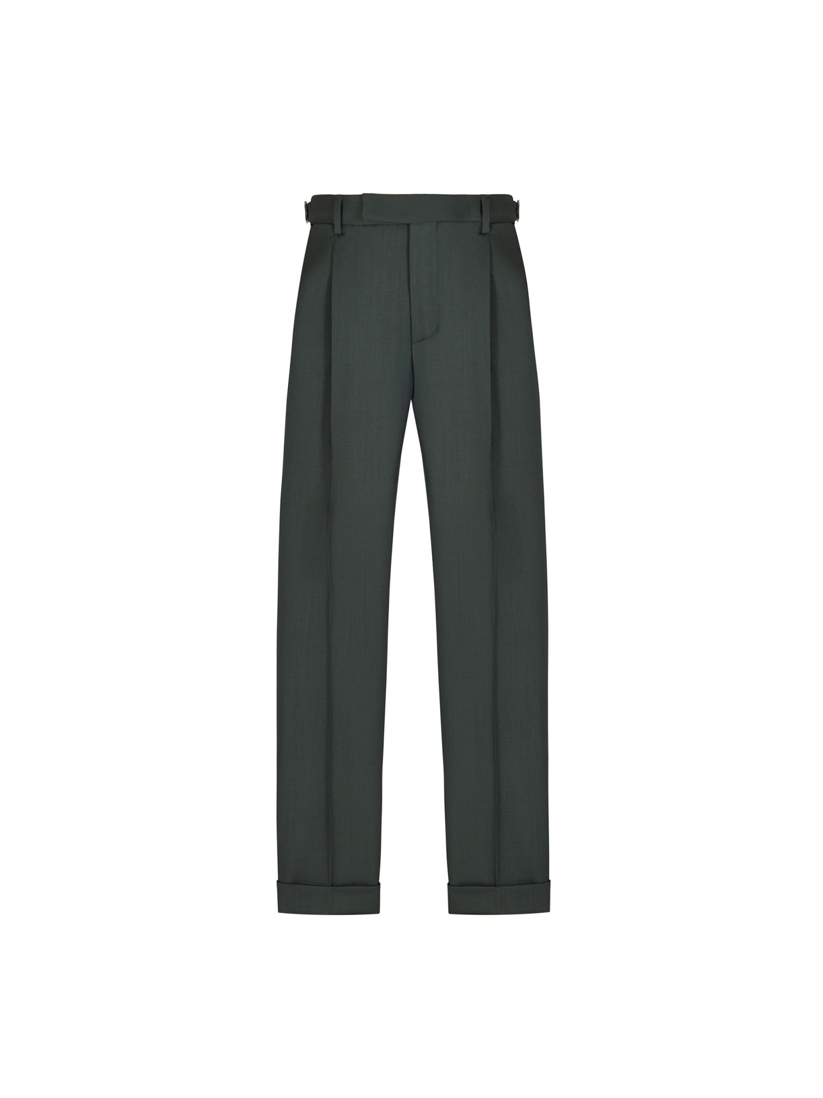 Pantalone pinces saglia di lana stretch 44 / VERDE