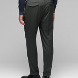 Pantalone pinces saglia di lana stretch 44 / VERDE